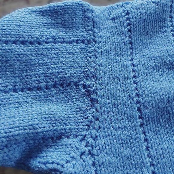 Vtg kids sky blue hand-knit grandpa sweater - Picture 7 of 9